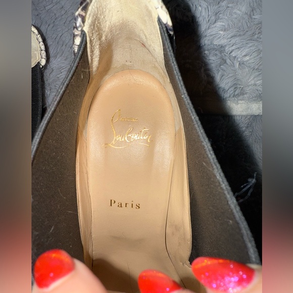 Christian Louboutin LouLou US size 10 EU 41 Suede Boots with Snakeskin AUTHENTIC - Picture 8 of 11